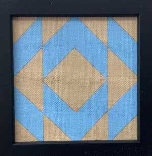10x10cm Akryl Maleri - Beige og blå geometrisk