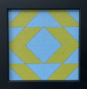10x10cm Akryl Maleri - Grønn og blå geometrisk
