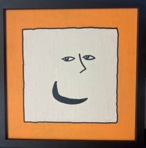 20x20cm Akryl Tusj/Maleri - Smile