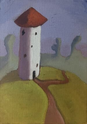 21x15cm Olje Maleri - Tårn
