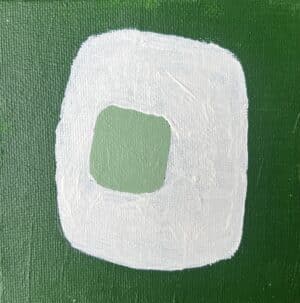 10x10cm Akryl Maleri - Grønn og Hvit 2